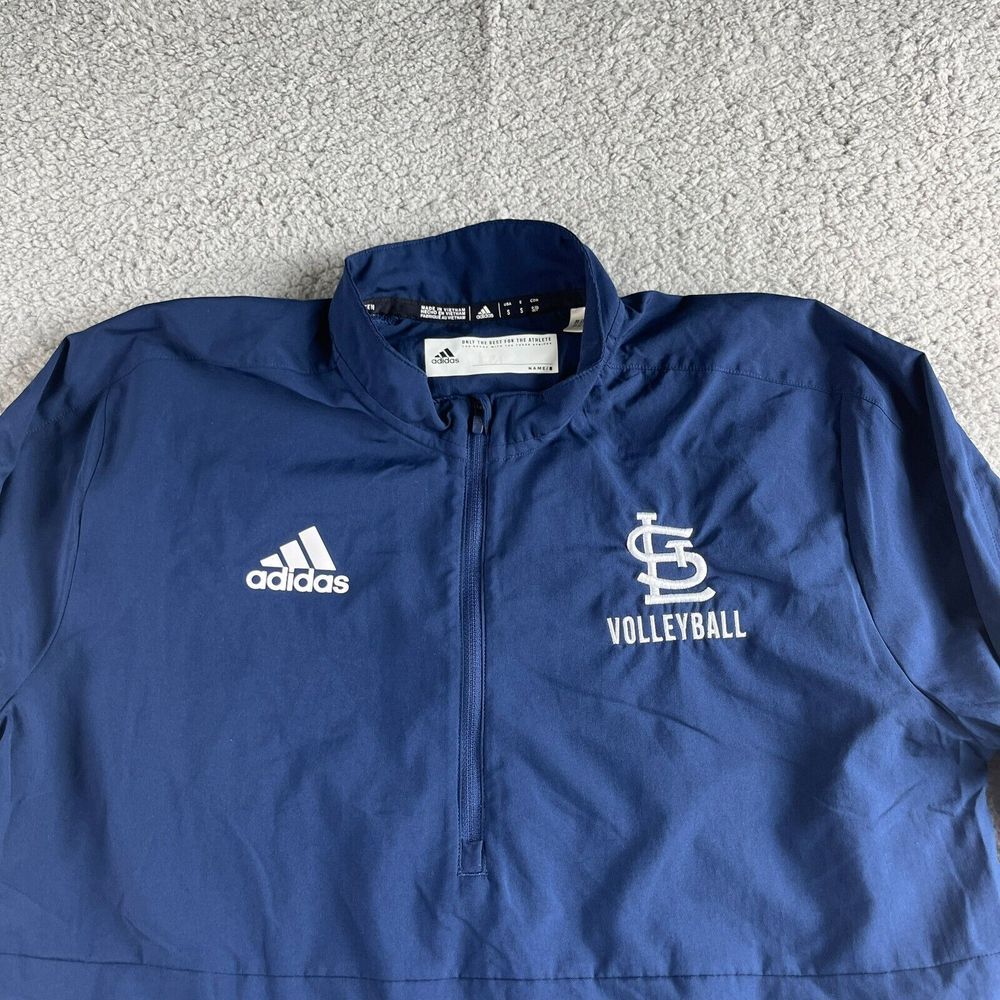Adidas Jacket Mens Small Blue Windbreaker Aeroready Volleyball 1/2 Zip St. Louis